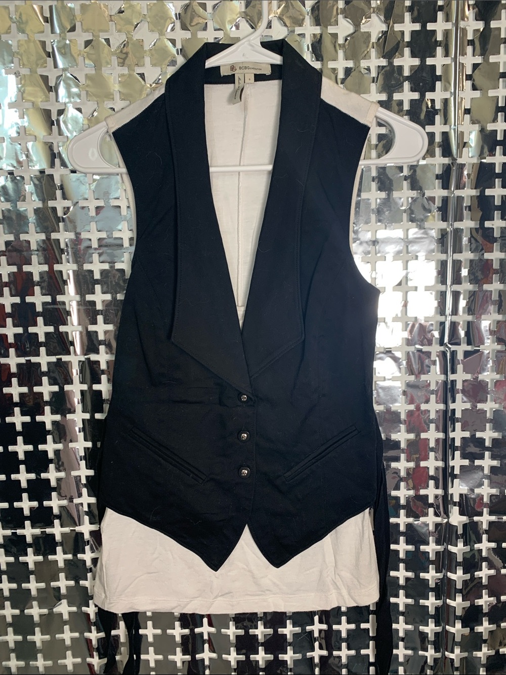 BCBGeneration Black Sleeveless Tailored Vest